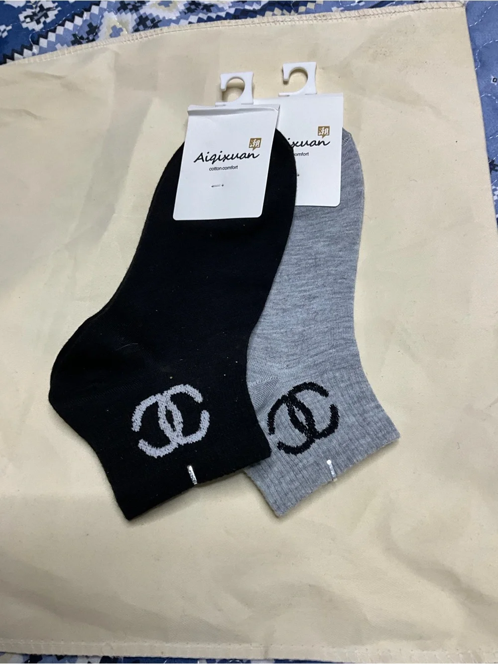 Women's Low-Cut Cotton Socks - Black & Gray (2-Pack)